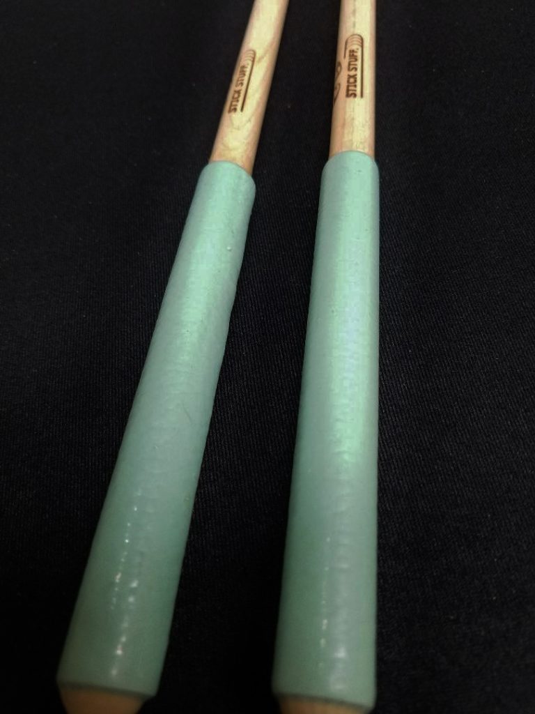 Stick Stuff Sticks- 5A Maple Blue Leather wrap, Thin Grip over Leather ...